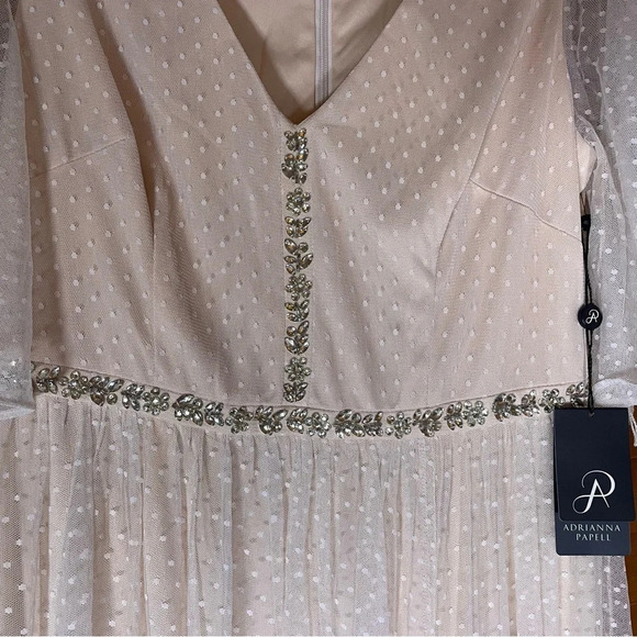 Adrianna Papell By Anthropologie Rivoli Tulle Blush Rose Gown Sz 10 NWT - Picture 4 of 10